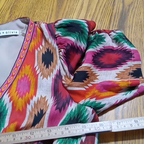 ALICE + OLIVIA Womens 2 Dress Used Preowned Casual Multicolor SMOCKED V NECK yy - Picture 11 of 13